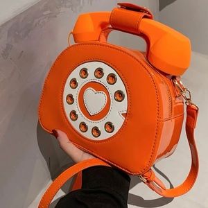 🚫SOLD🚫 Heart Detail Retro Phone Shaped Novelty Crossbody Bag